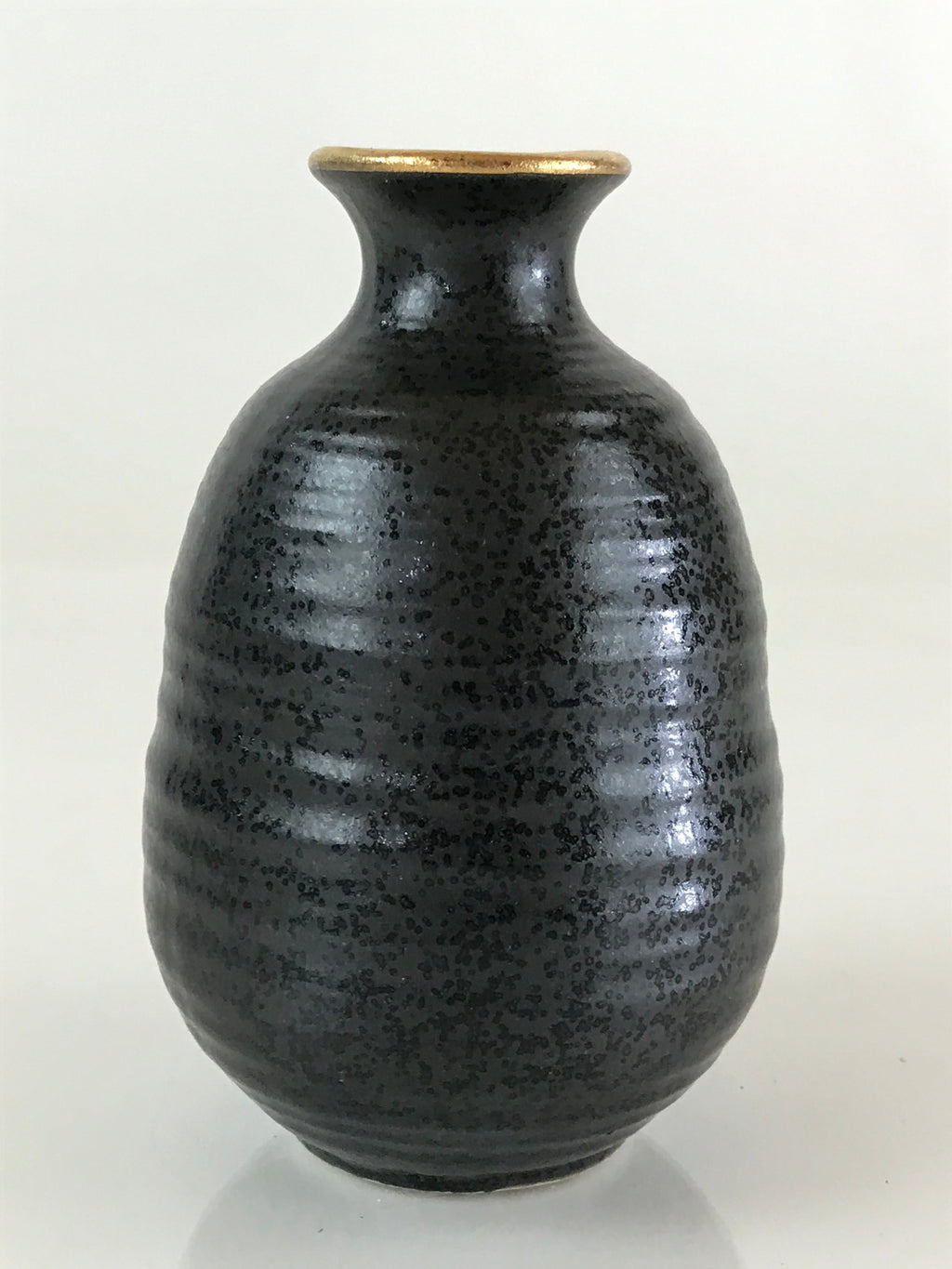 Japanese Ceramic Sake Bottle Vtg Pottery Yakimono Tokkuri Black TS471