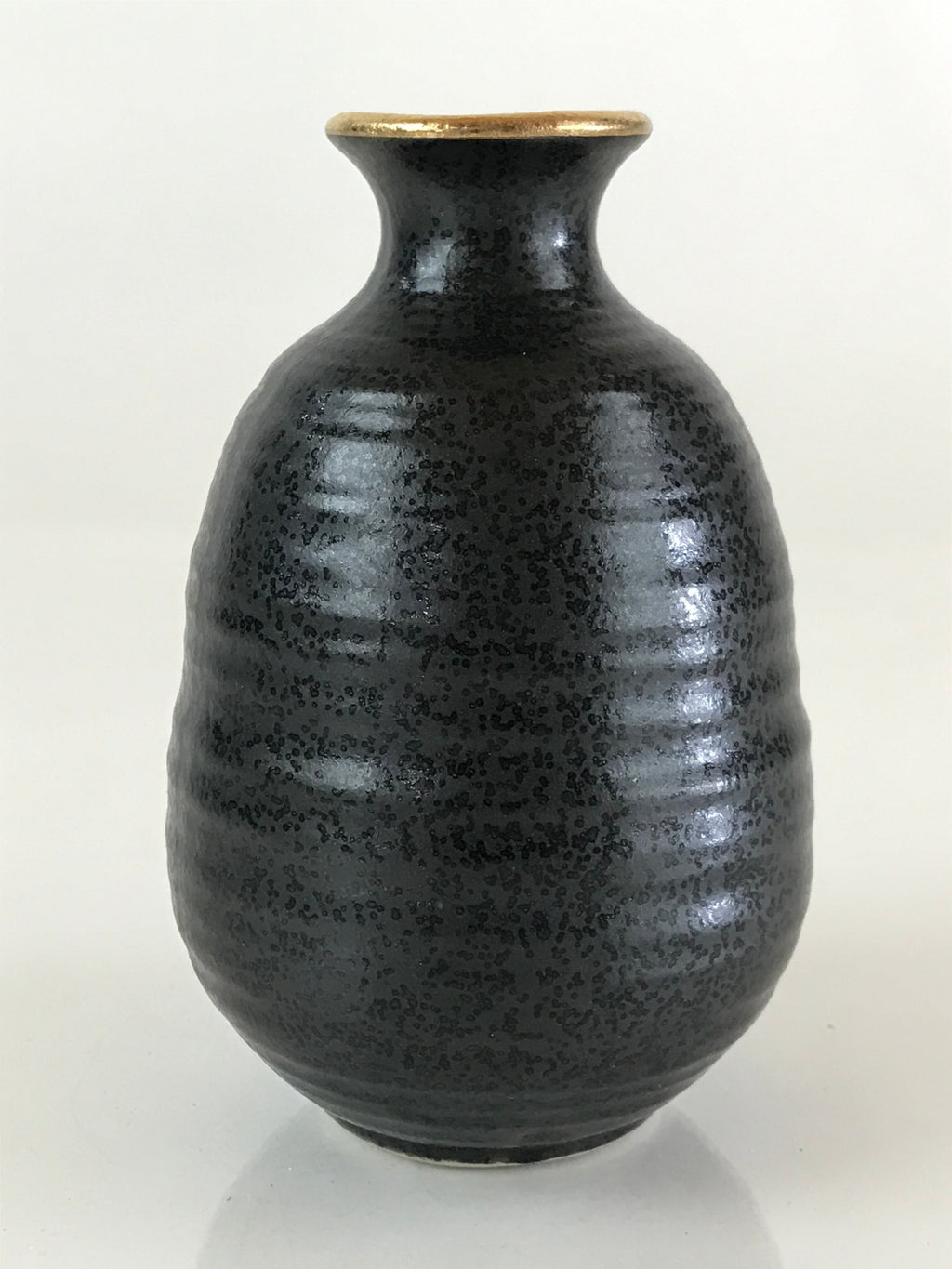 Japanese Ceramic Sake Bottle Vtg Pottery Yakimono Tokkuri Black TS471