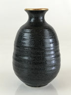 Japanese Ceramic Sake Bottle Vtg Pottery Yakimono Tokkuri Black TS471