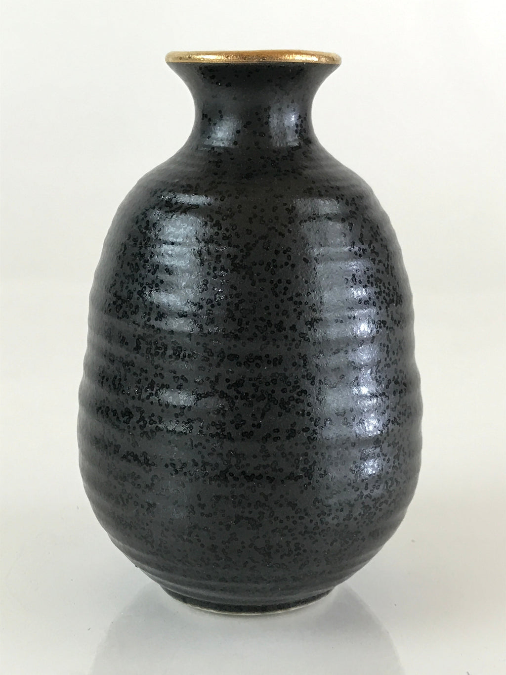 Japanese Ceramic Sake Bottle Vtg Pottery Yakimono Tokkuri Black TS471