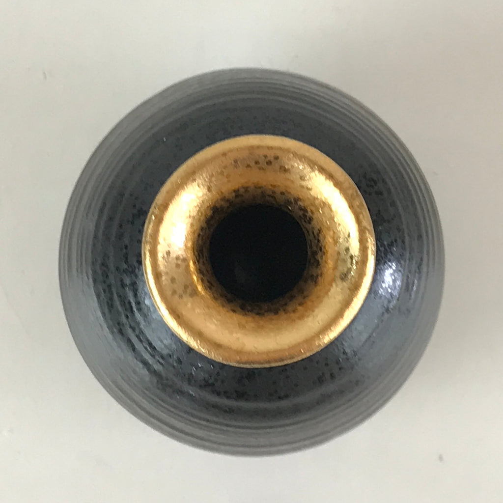 Japanese Ceramic Sake Bottle Vtg Pottery Yakimono Tokkuri Black TS471