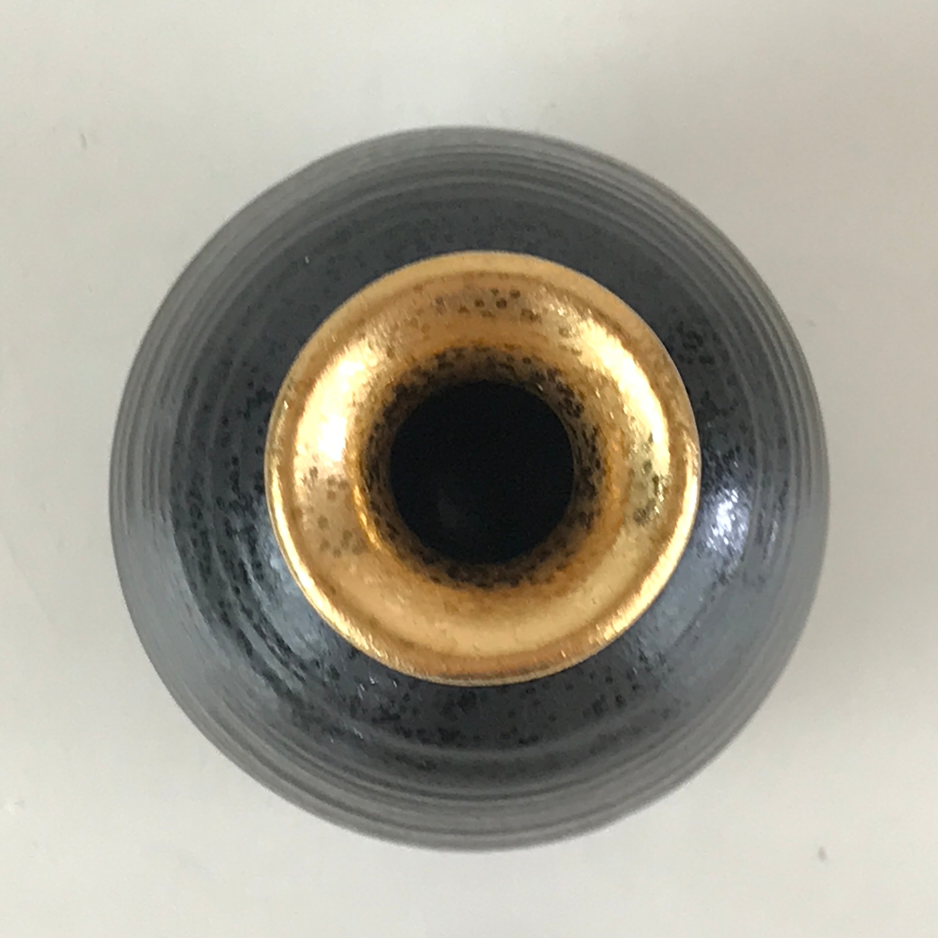 Japanese Ceramic Sake Bottle Vtg Pottery Yakimono Tokkuri Black TS471