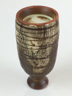 Japanese Ceramic Sake Bottle Vtg Pottery Yakimono Tokkuri Brown TS439
