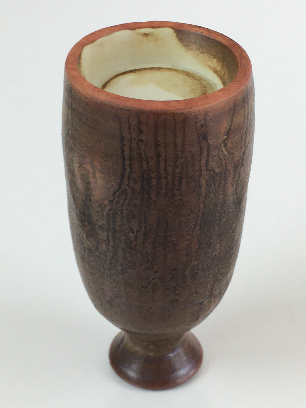 Japanese Ceramic Sake Bottle Vtg Pottery Yakimono Tokkuri Brown TS439