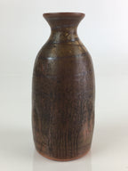 Japanese Ceramic Sake Bottle Vtg Pottery Yakimono Tokkuri Brown TS439