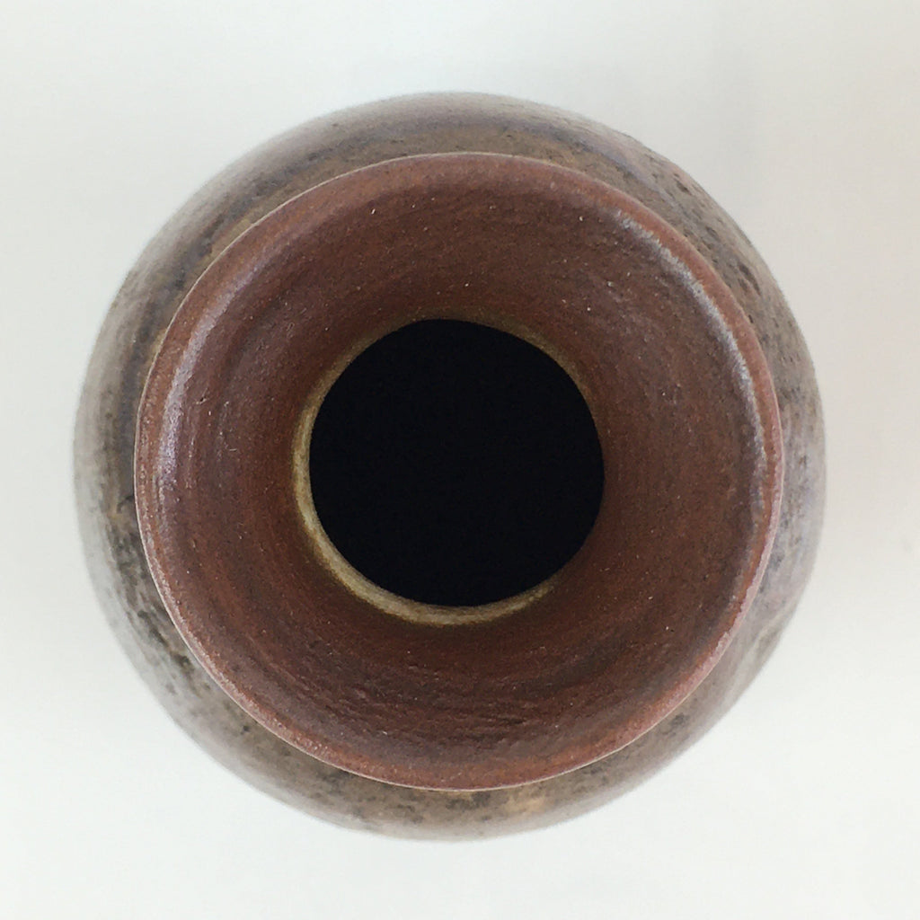 Japanese Ceramic Sake Bottle Vtg Pottery Yakimono Tokkuri Brown TS439