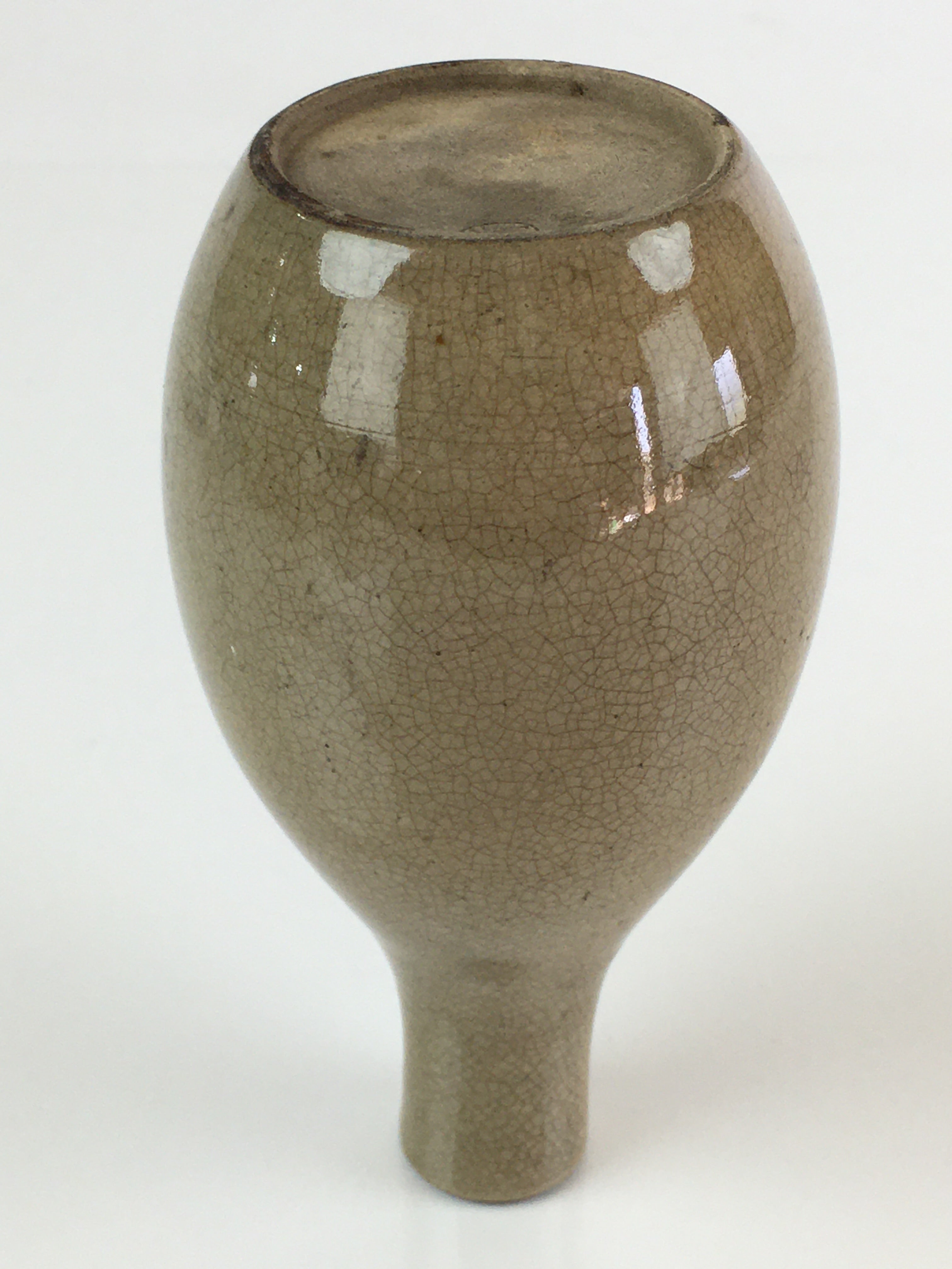 Japanese Ceramic Sake Bottle Vtg Pottery Yakimono Tokkuri Flower TS440