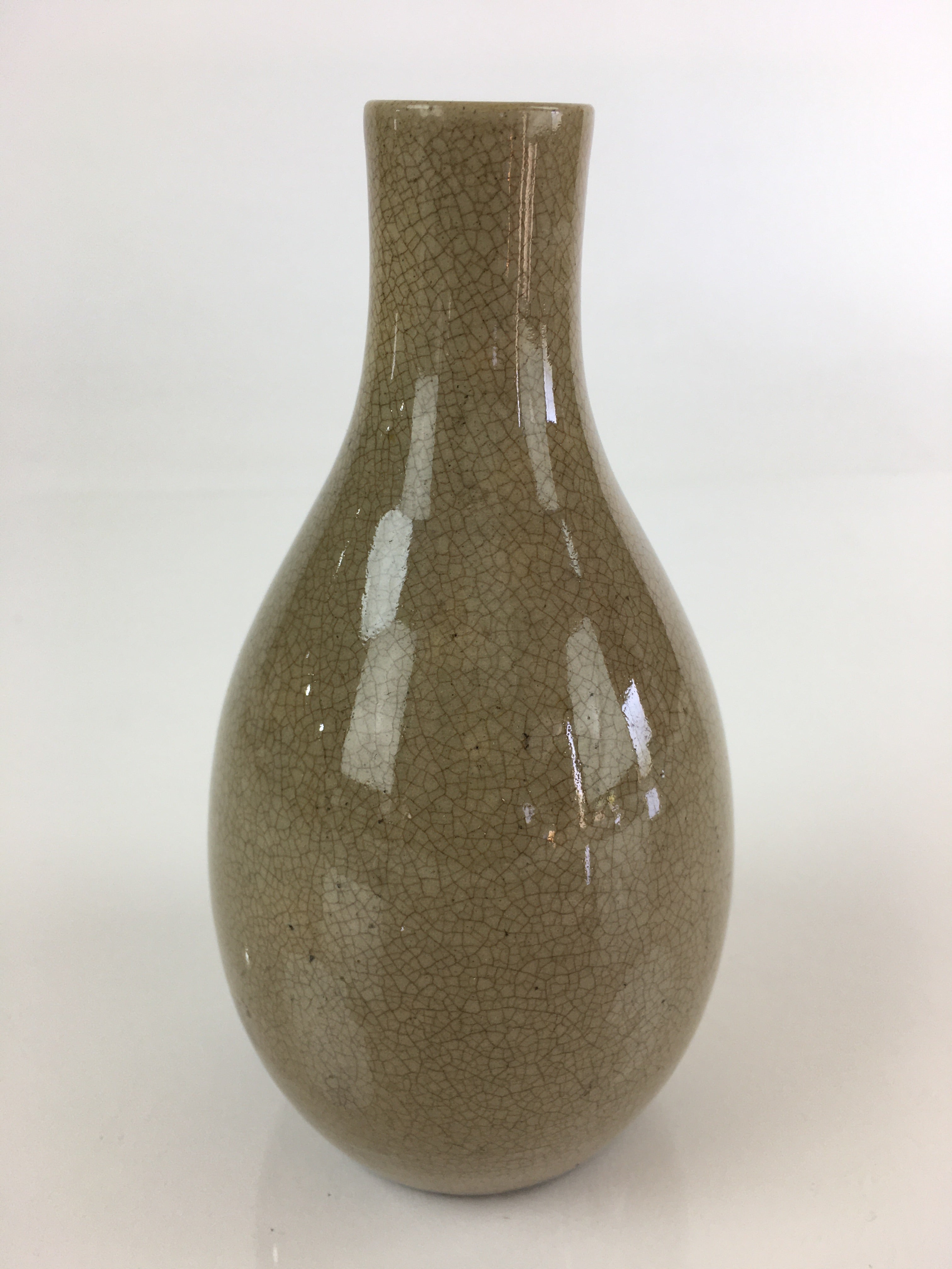 Japanese Ceramic Sake Bottle Vtg Pottery Yakimono Tokkuri Flower TS440