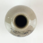 Japanese Ceramic Sake Bottle Vtg Pottery Yakimono Tokkuri Flower TS440