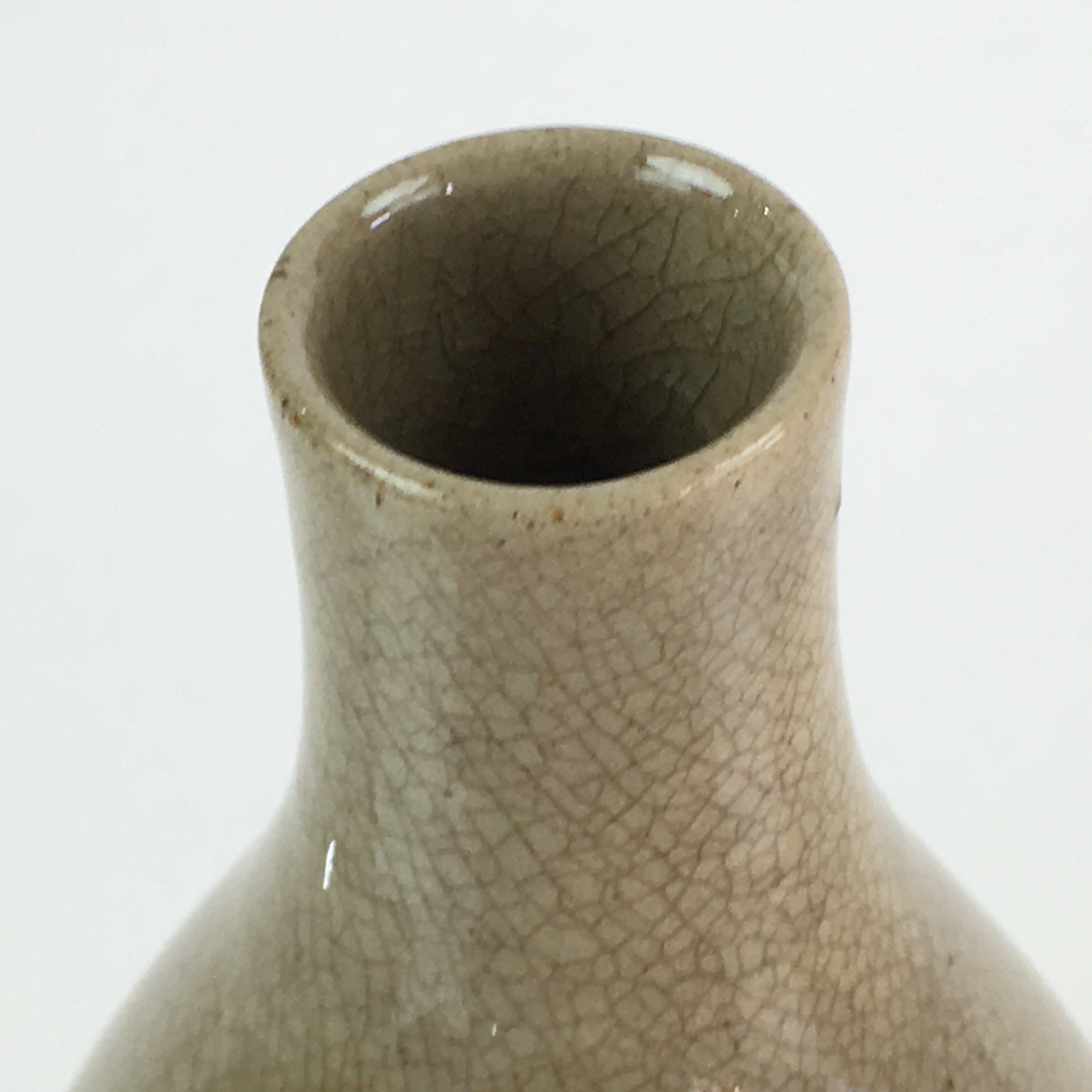 Japanese Ceramic Sake Bottle Vtg Pottery Yakimono Tokkuri Flower TS440