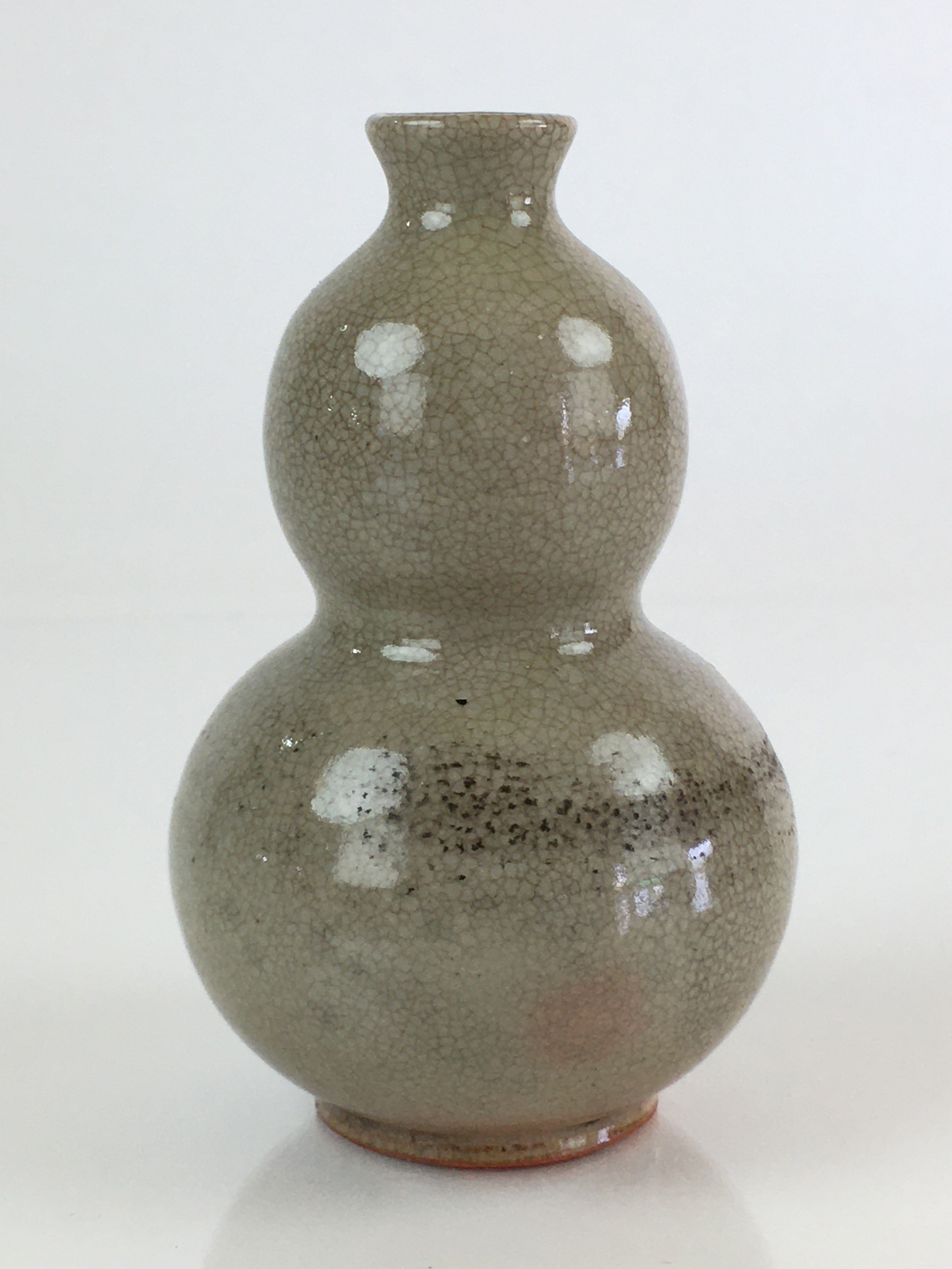 Japanese Ceramic Sake Bottle Vtg Pottery Yakimono Tokkuri Hyotan TS442