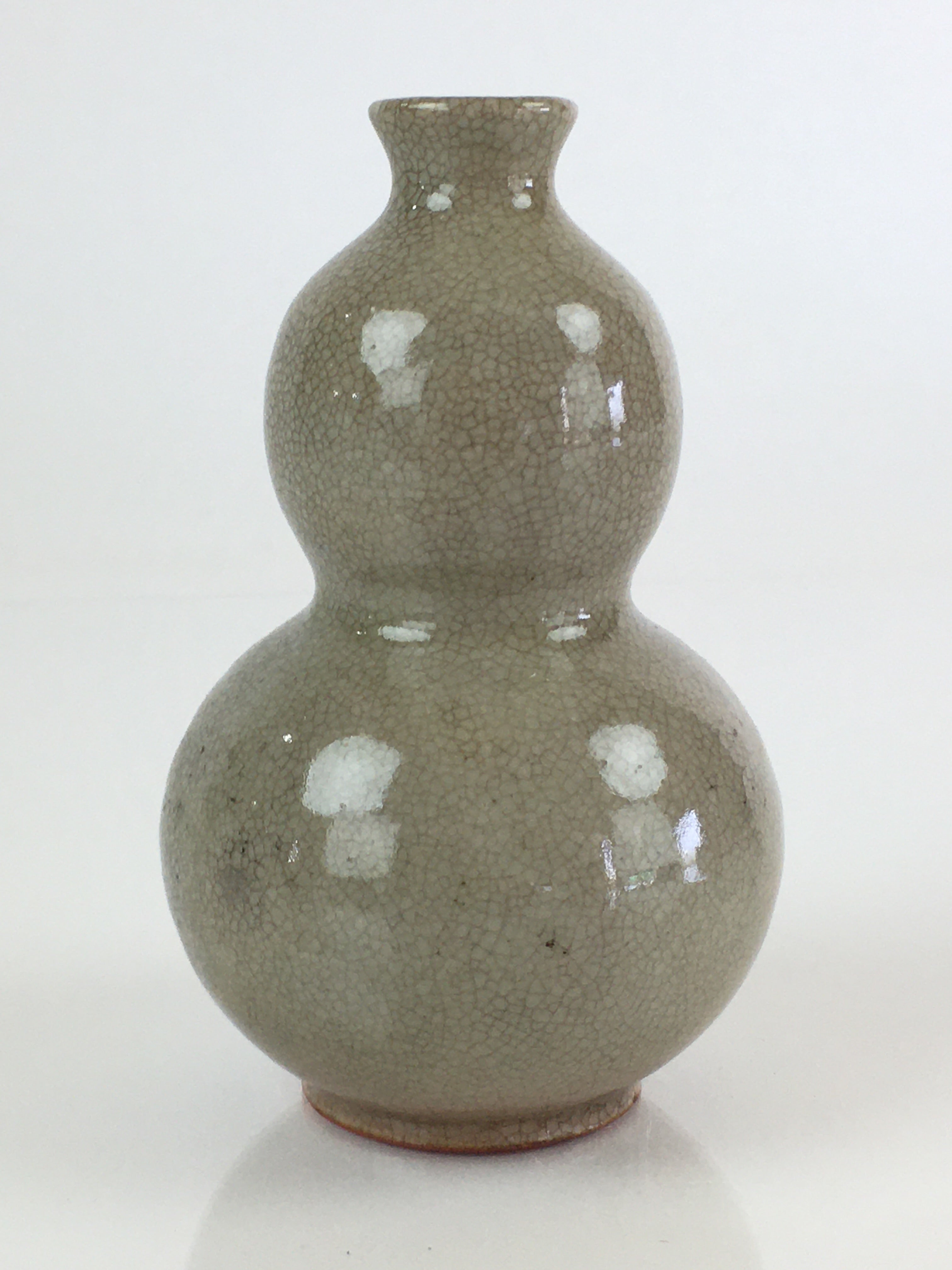 Japanese Ceramic Sake Bottle Vtg Pottery Yakimono Tokkuri Hyotan TS442