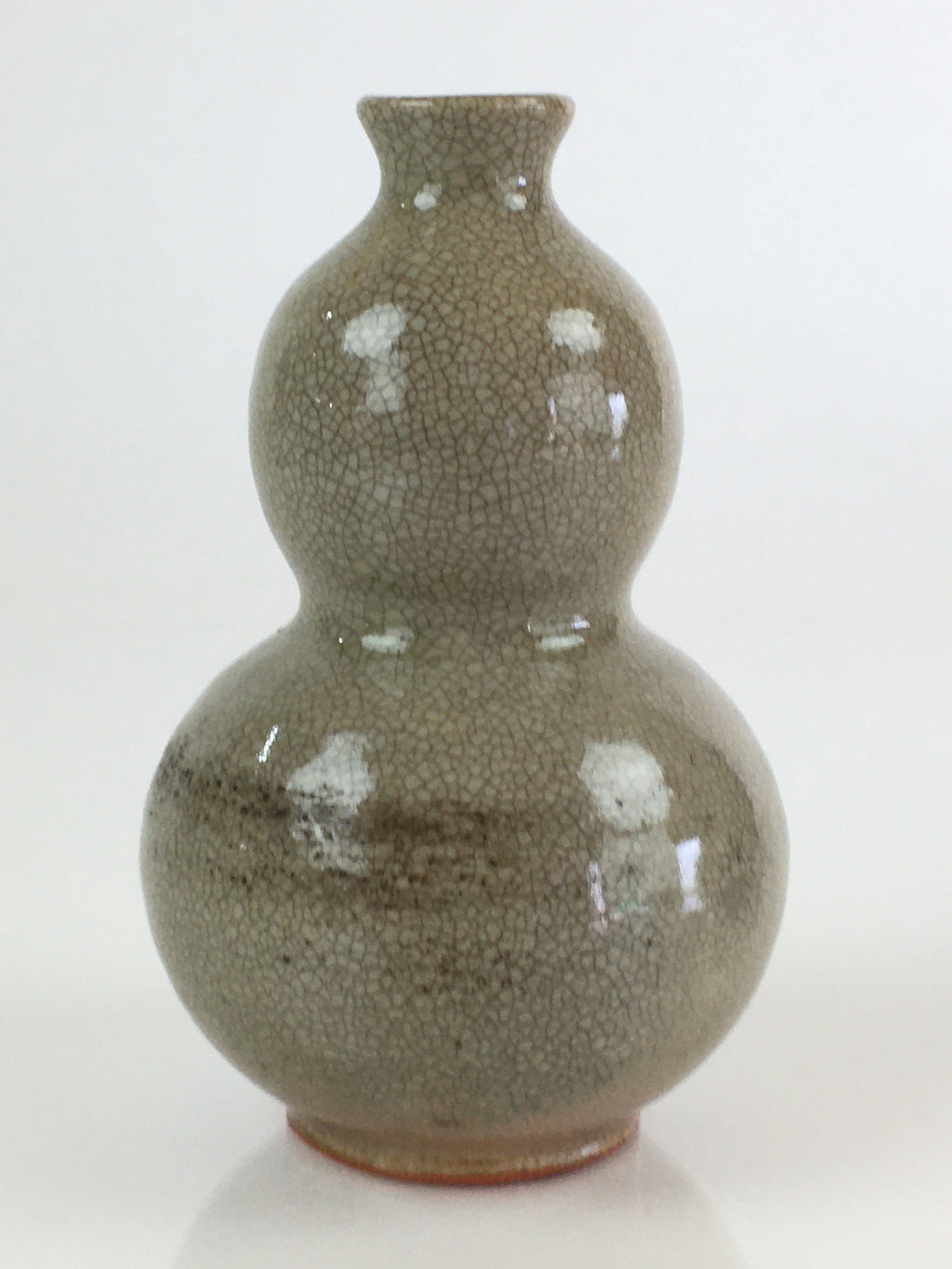 Japanese Ceramic Sake Bottle Vtg Pottery Yakimono Tokkuri Hyotan TS442