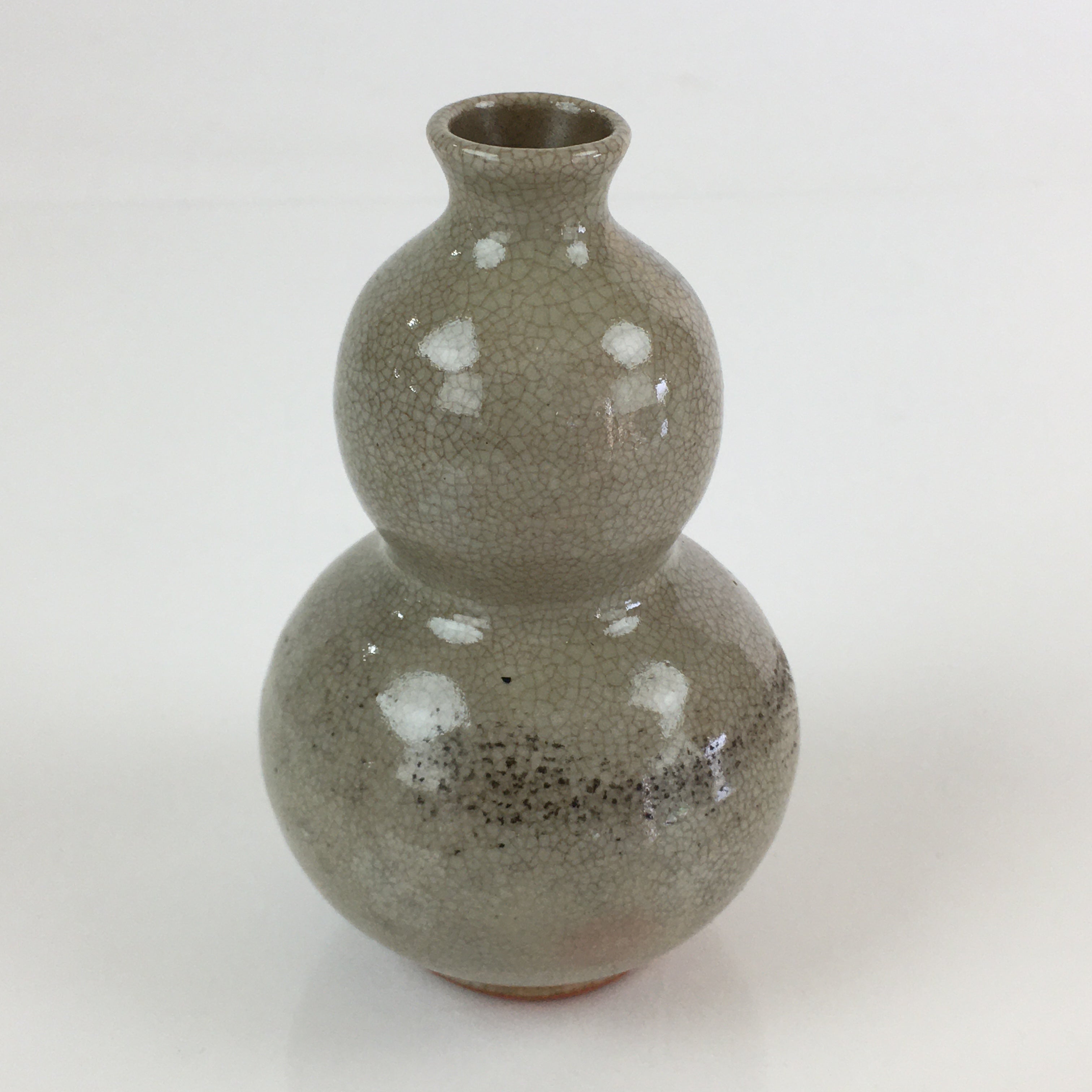 Japanese Ceramic Sake Bottle Vtg Pottery Yakimono Tokkuri Hyotan TS442