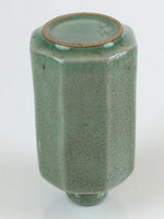 Japanese Ceramic Sake Bottle Vtg Pottery Yakimono Tokkuri Octagon TS444