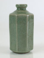 Japanese Ceramic Sake Bottle Vtg Pottery Yakimono Tokkuri Octagon TS444