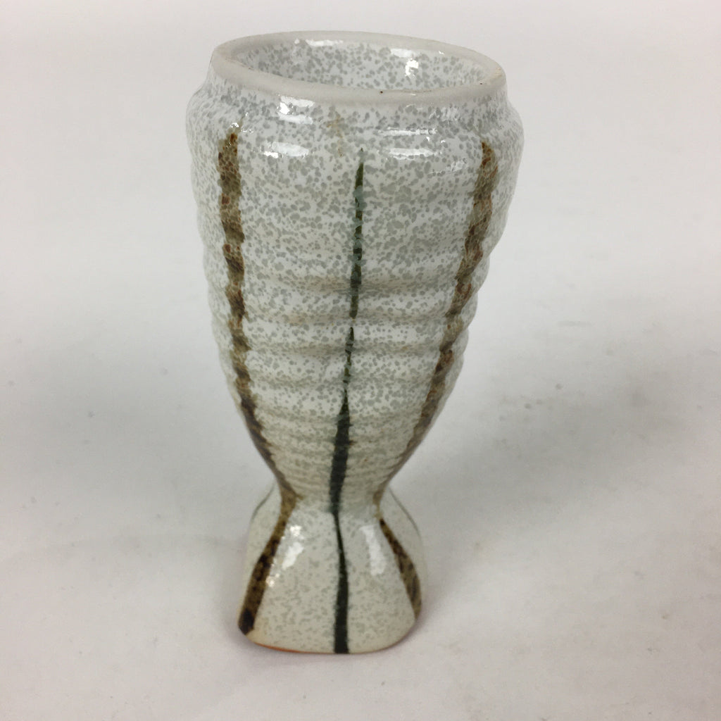 Japanese Ceramic Sake Bottle Vtg Pottery Yakimono Vertical Lines Tokkuri TS342