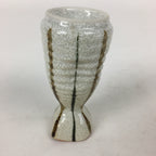 Japanese Ceramic Sake Bottle Vtg Pottery Yakimono Vertical Lines Tokkuri TS342