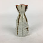 Japanese Ceramic Sake Bottle Vtg Pottery Yakimono Vertical Lines Tokkuri TS342