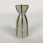 Japanese Ceramic Sake Bottle Vtg Pottery Yakimono Vertical Lines Tokkuri TS342