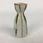Japanese Ceramic Sake Bottle Vtg Pottery Yakimono Vertical Lines Tokkuri TS342