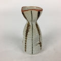 Japanese Ceramic Sake Bottle Vtg Pottery Yakimono Vertical Lines Tokkuri TS342