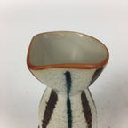 Japanese Ceramic Sake Bottle Vtg Pottery Yakimono Vertical Lines Tokkuri TS343