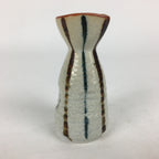 Japanese Ceramic Sake Bottle Vtg Pottery Yakimono Vertical Lines Tokkuri TS343