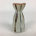 Japanese Ceramic Sake Bottle Vtg Pottery Yakimono Vertical Lines Tokkuri TS343