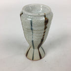 Japanese Ceramic Sake Bottle Vtg Pottery Yakimono Vertical Lines Tokkuri TS343