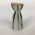 Japanese Ceramic Sake Bottle Vtg Pottery Yakimono Vertical Lines Tokkuri TS343