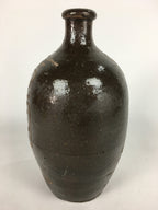 Japanese Ceramic Sake Bottle Vtg Tokkuri Pottery Kayoi-Tokkuri Brown TS293