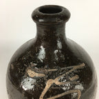 Japanese Ceramic Sake Bottle Vtg Tokkuri Pottery Kayoi-Tokkuri Brown TS293