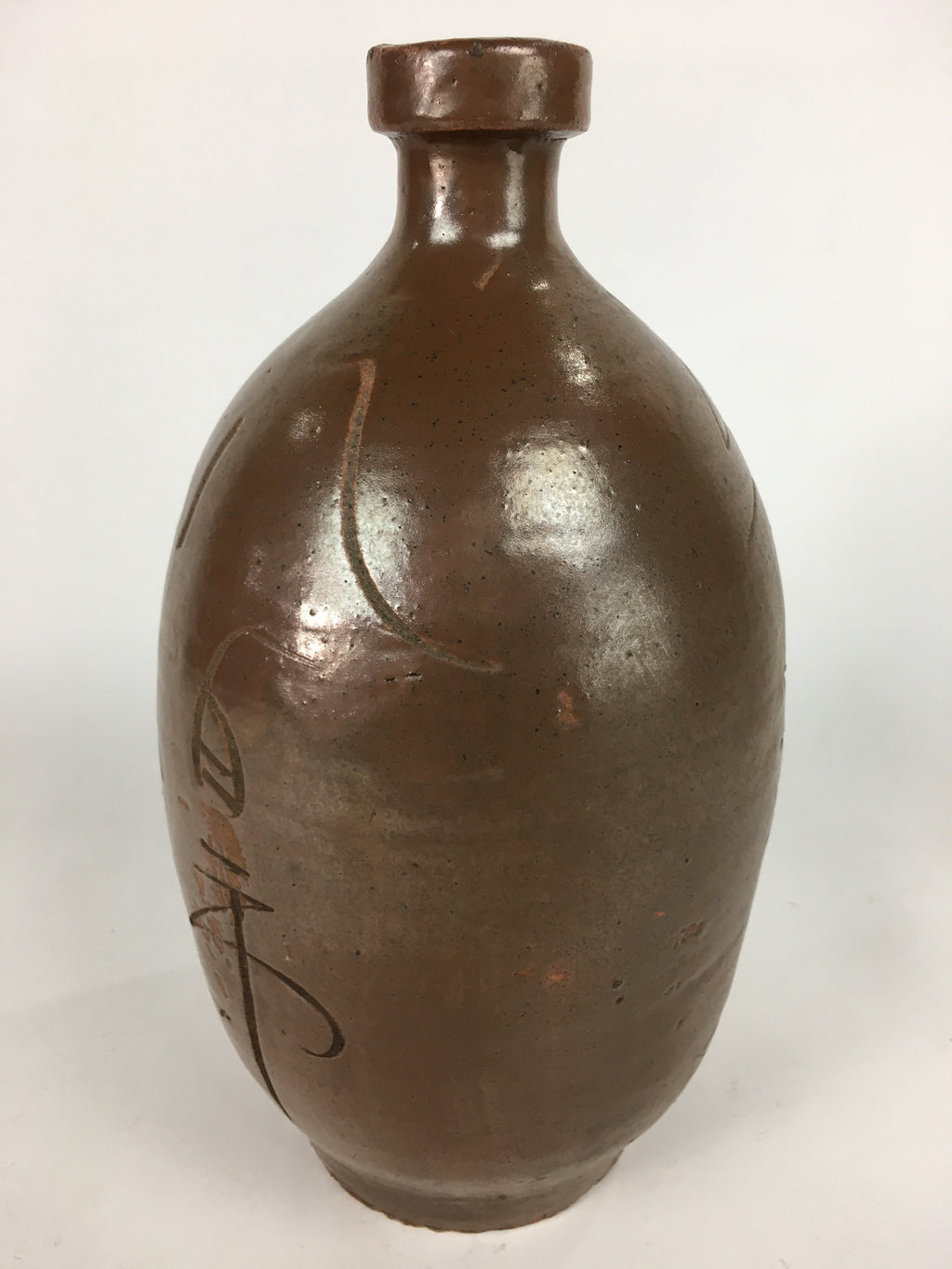 Japanese Ceramic Sake Bottle Vtg Tokkuri Pottery Kayoi-Tokkuri Brown TS294