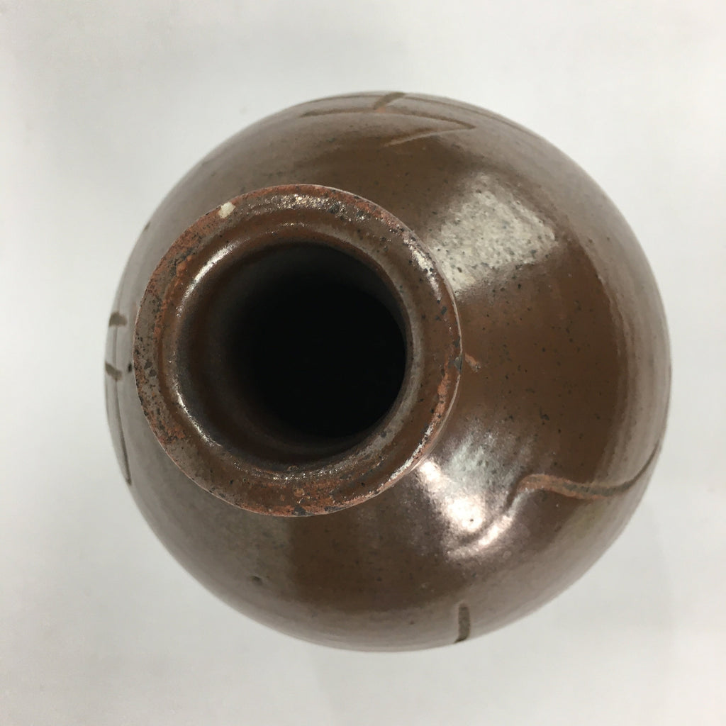 Japanese Ceramic Sake Bottle Vtg Tokkuri Pottery Kayoi-Tokkuri Brown TS294