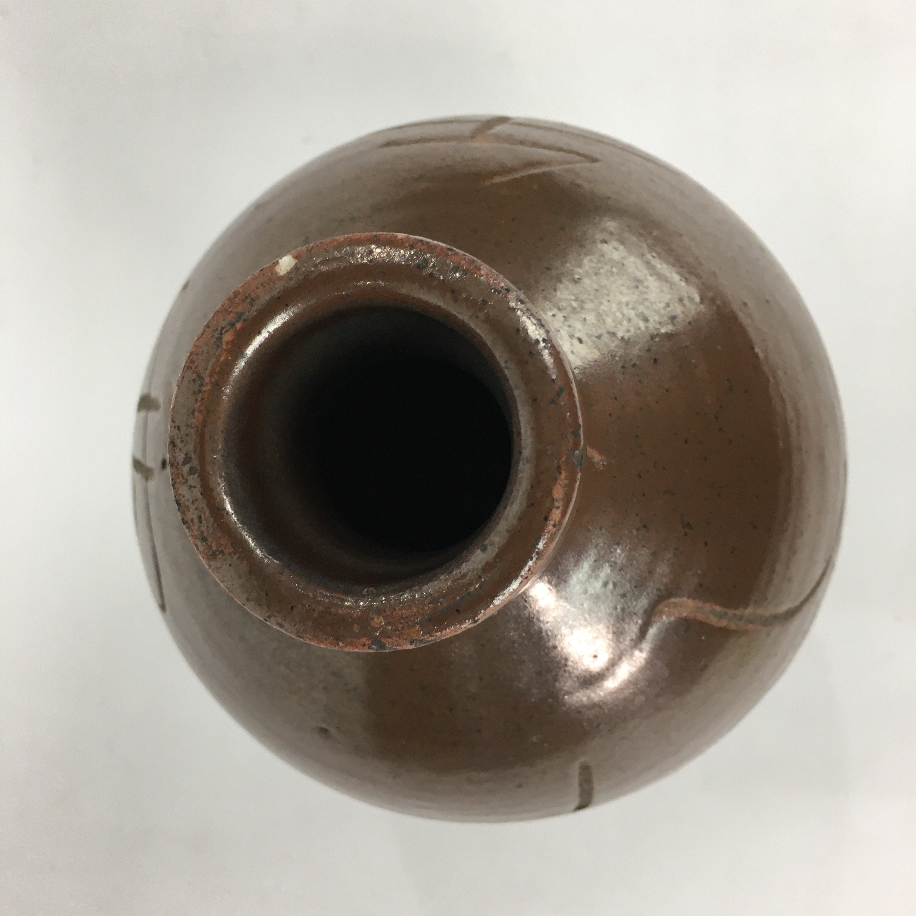 Japanese Ceramic Sake Bottle Vtg Tokkuri Pottery Kayoi-Tokkuri Brown TS294