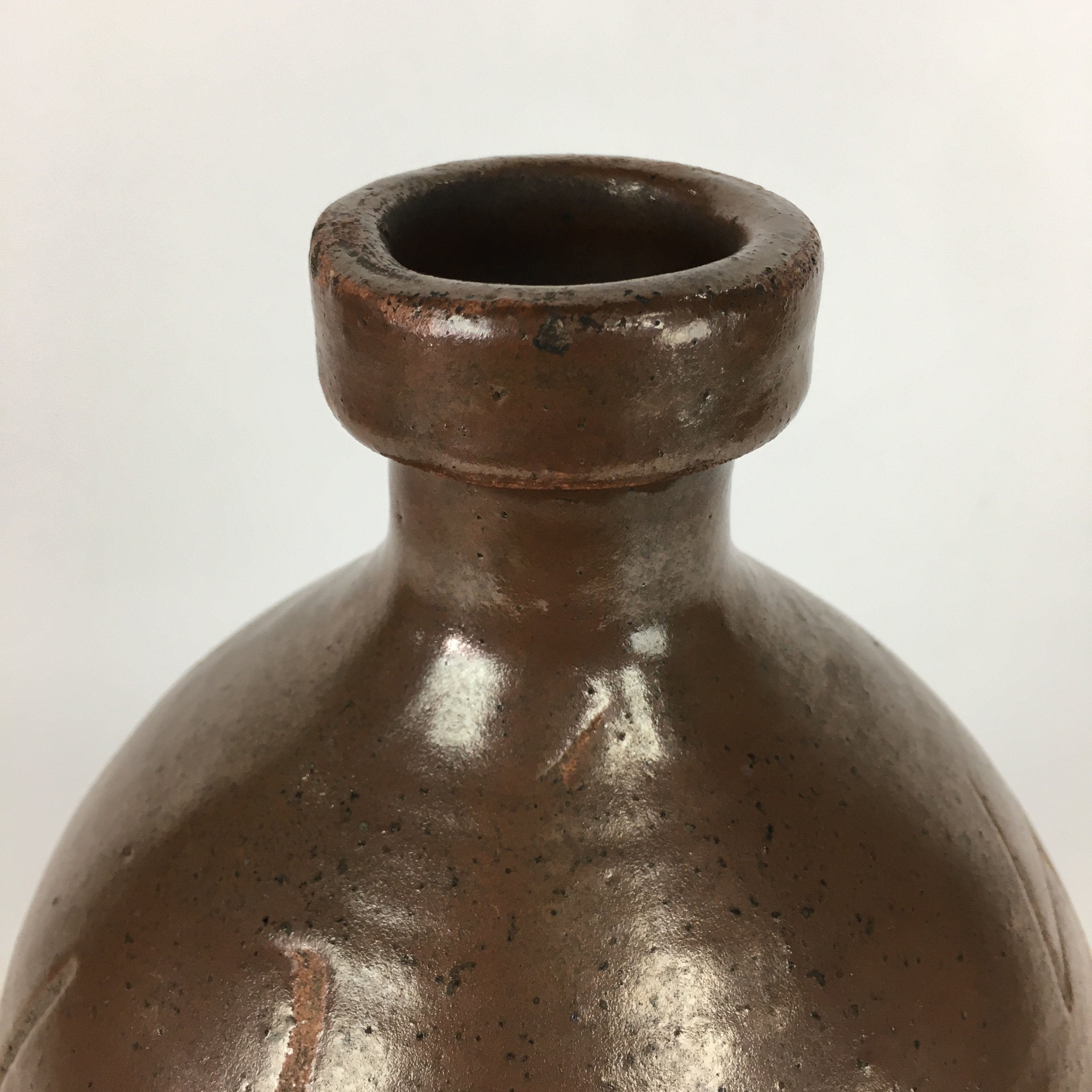 Japanese Ceramic Sake Bottle Vtg Tokkuri Pottery Kayoi-Tokkuri Brown TS294