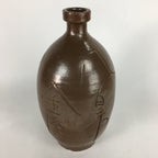Japanese Ceramic Sake Bottle Vtg Tokkuri Pottery Kayoi-Tokkuri Brown TS294