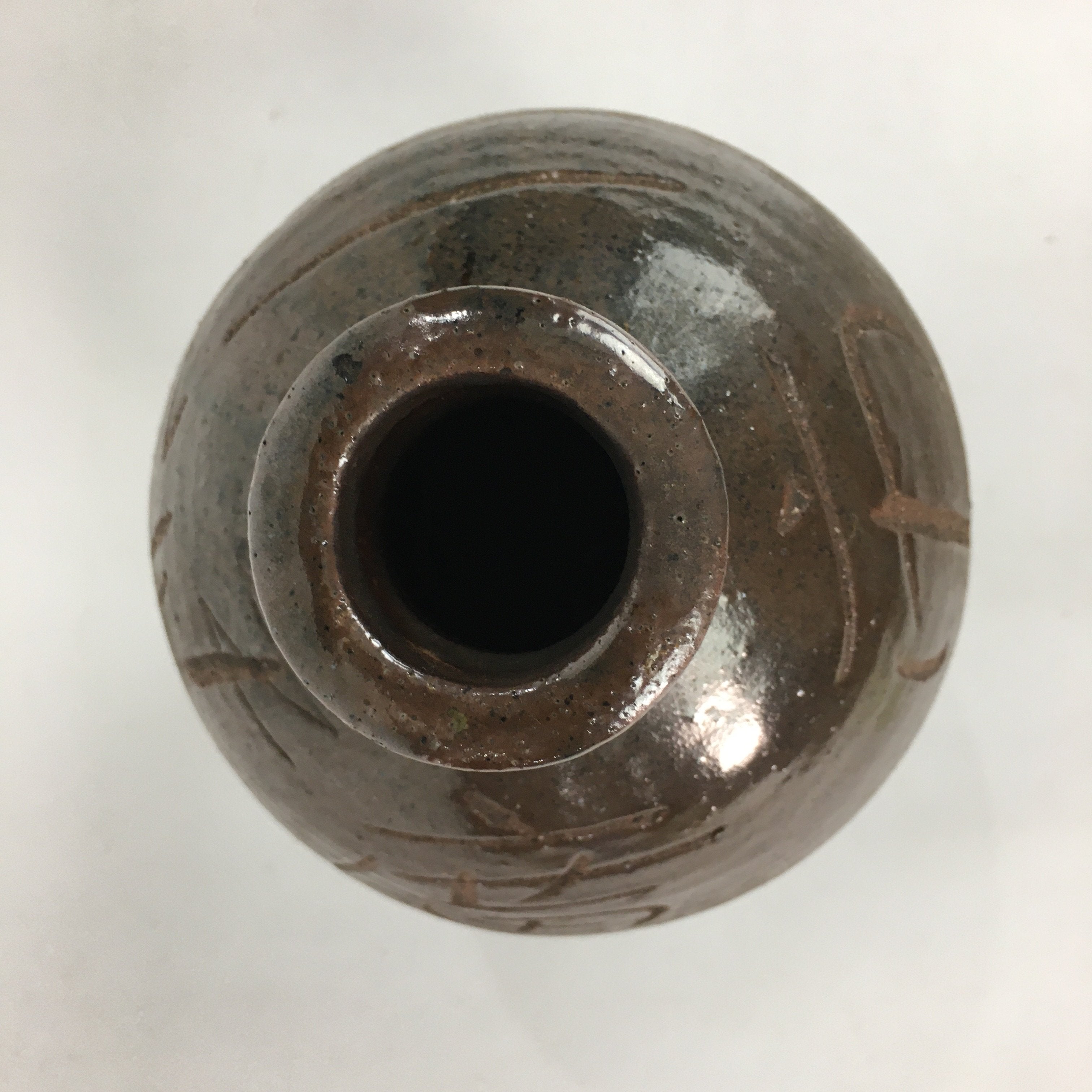 Japanese Ceramic Sake Bottle Vtg Tokkuri Pottery Kayoi-Tokkuri Brown TS295