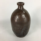 Japanese Ceramic Sake Bottle Vtg Tokkuri Pottery Kayoi-Tokkuri Brown TS295