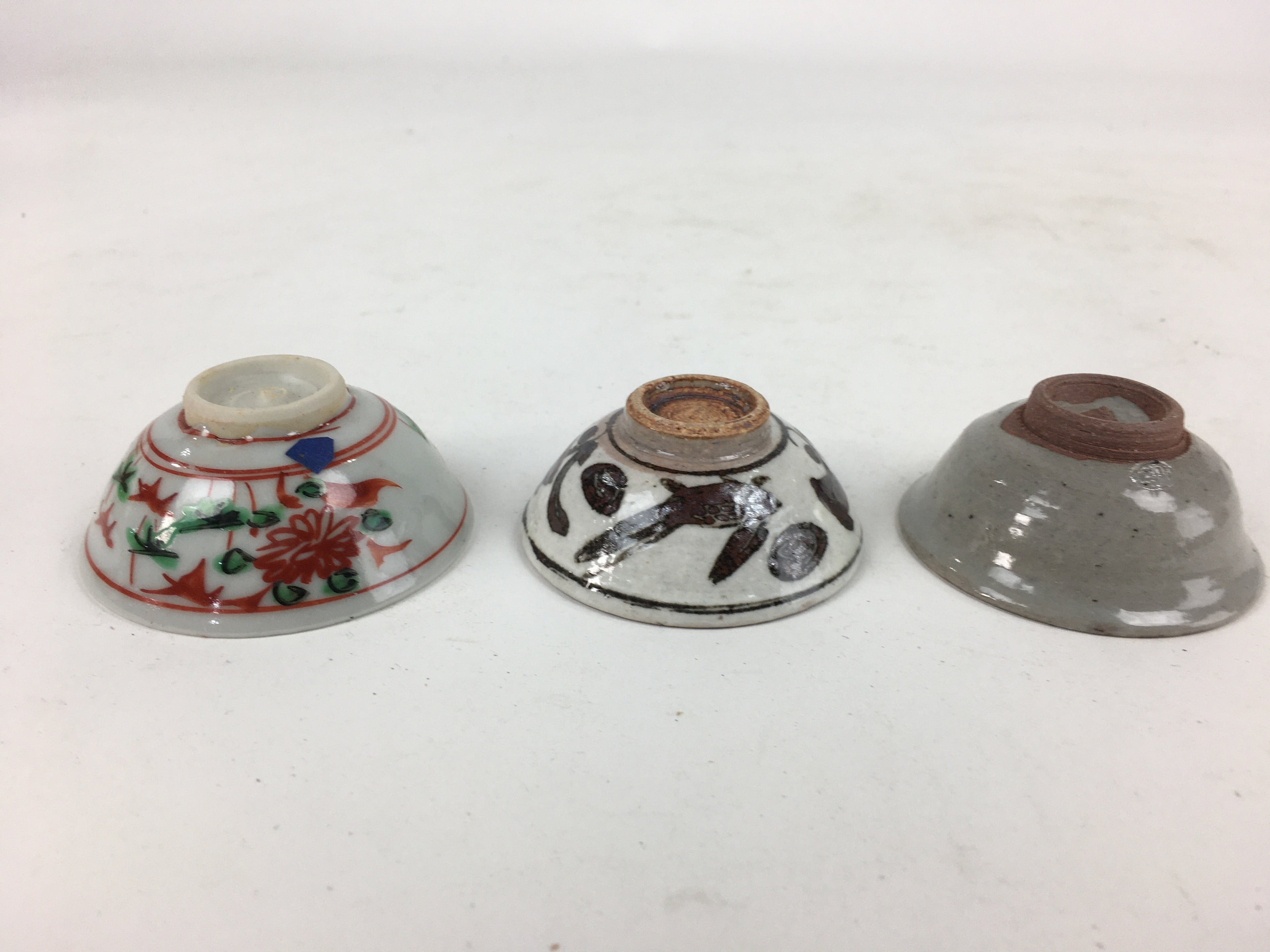 Japanese Ceramic Sake Cup 3pc Set Vtg Boxed Pottery Sakazuki Guinomi PX580