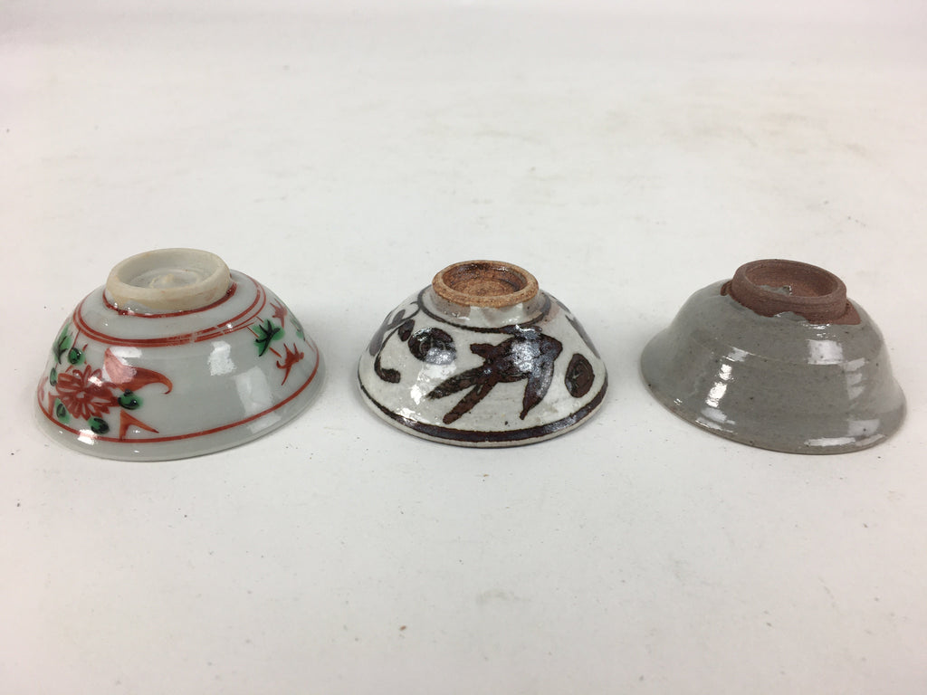 Japanese Ceramic Sake Cup 3pc Set Vtg Boxed Pottery Sakazuki Guinomi PX580