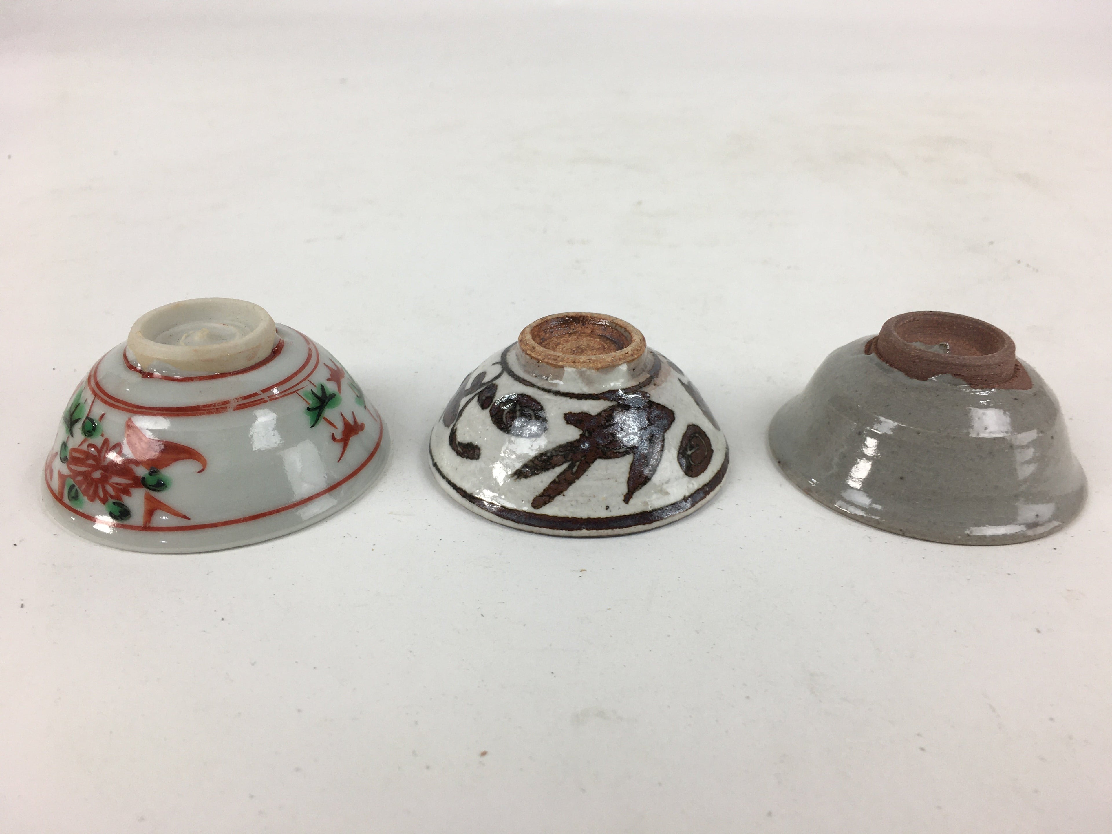 Japanese Ceramic Sake Cup 3pc Set Vtg Boxed Pottery Sakazuki Guinomi PX580