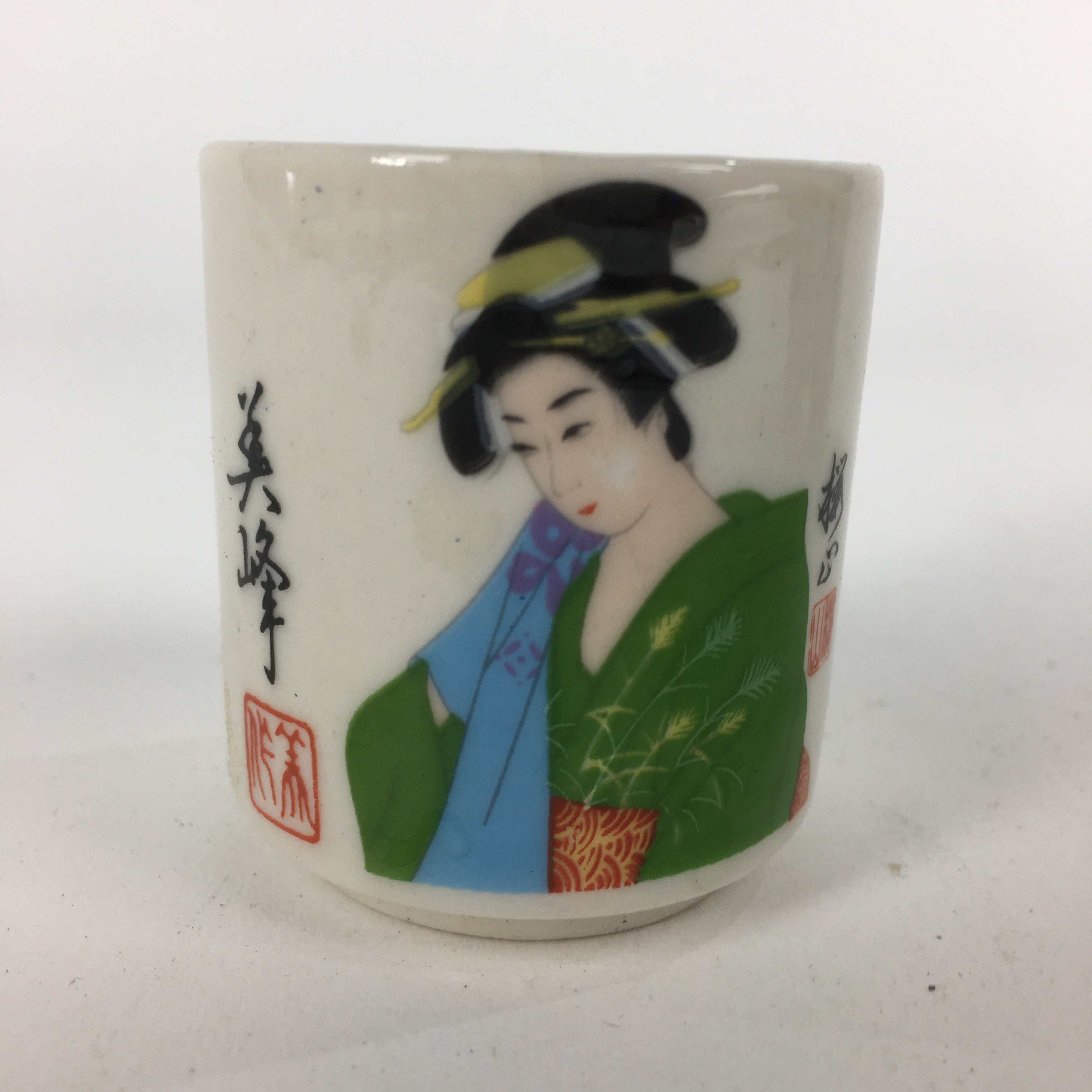 Japanese Ceramic Sake Cup 4pc Set Vtg Boxed Miho Ochiko Guinomi PX593