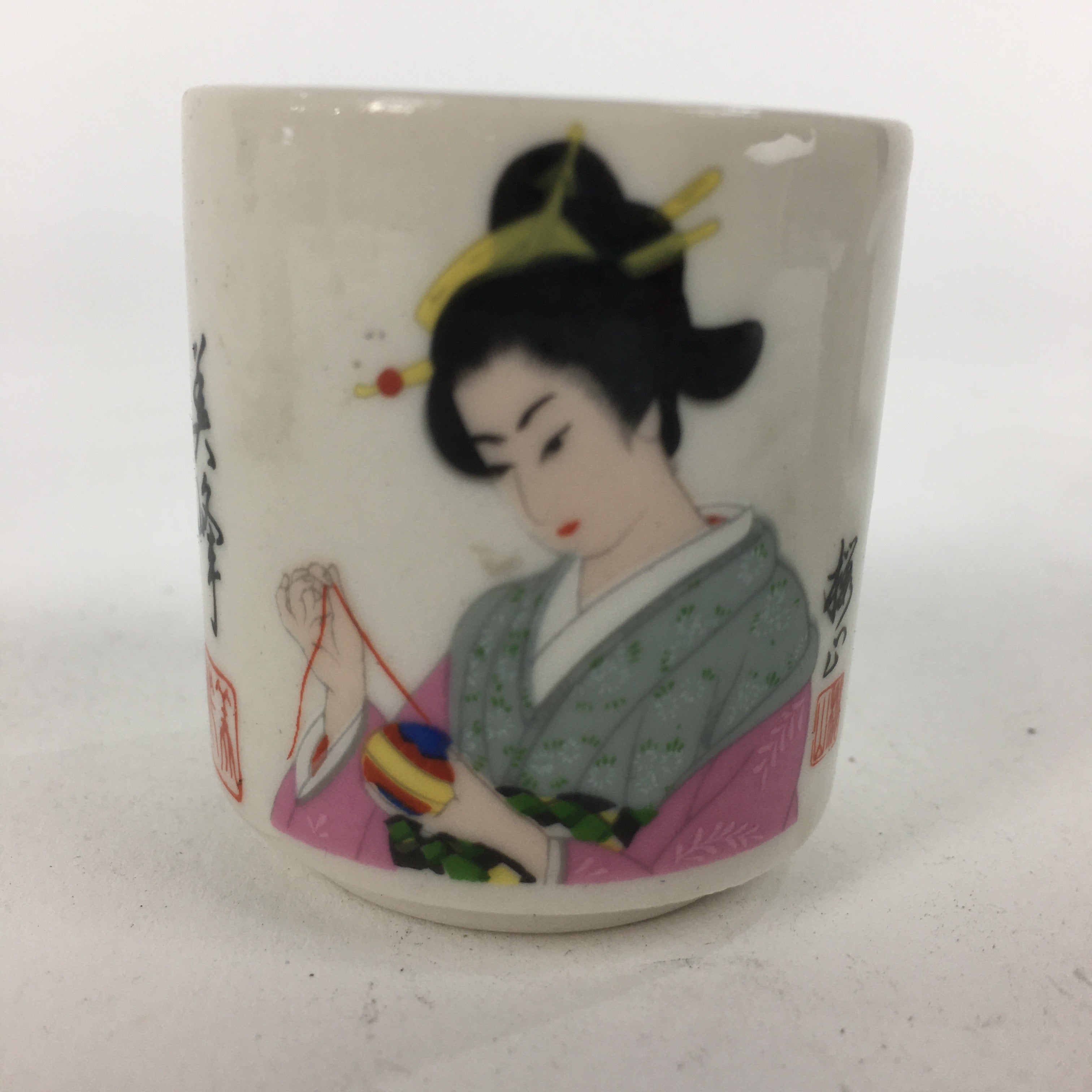Japanese Ceramic Sake Cup 4pc Set Vtg Boxed Miho Ochiko Guinomi PX593