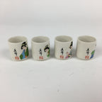 Japanese Ceramic Sake Cup 4pc Set Vtg Boxed Miho Ochiko Guinomi PX593