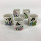 Japanese Ceramic Sake Cup 5pc Set Vtg Boxed Miho Ochiko Guinomi PX592