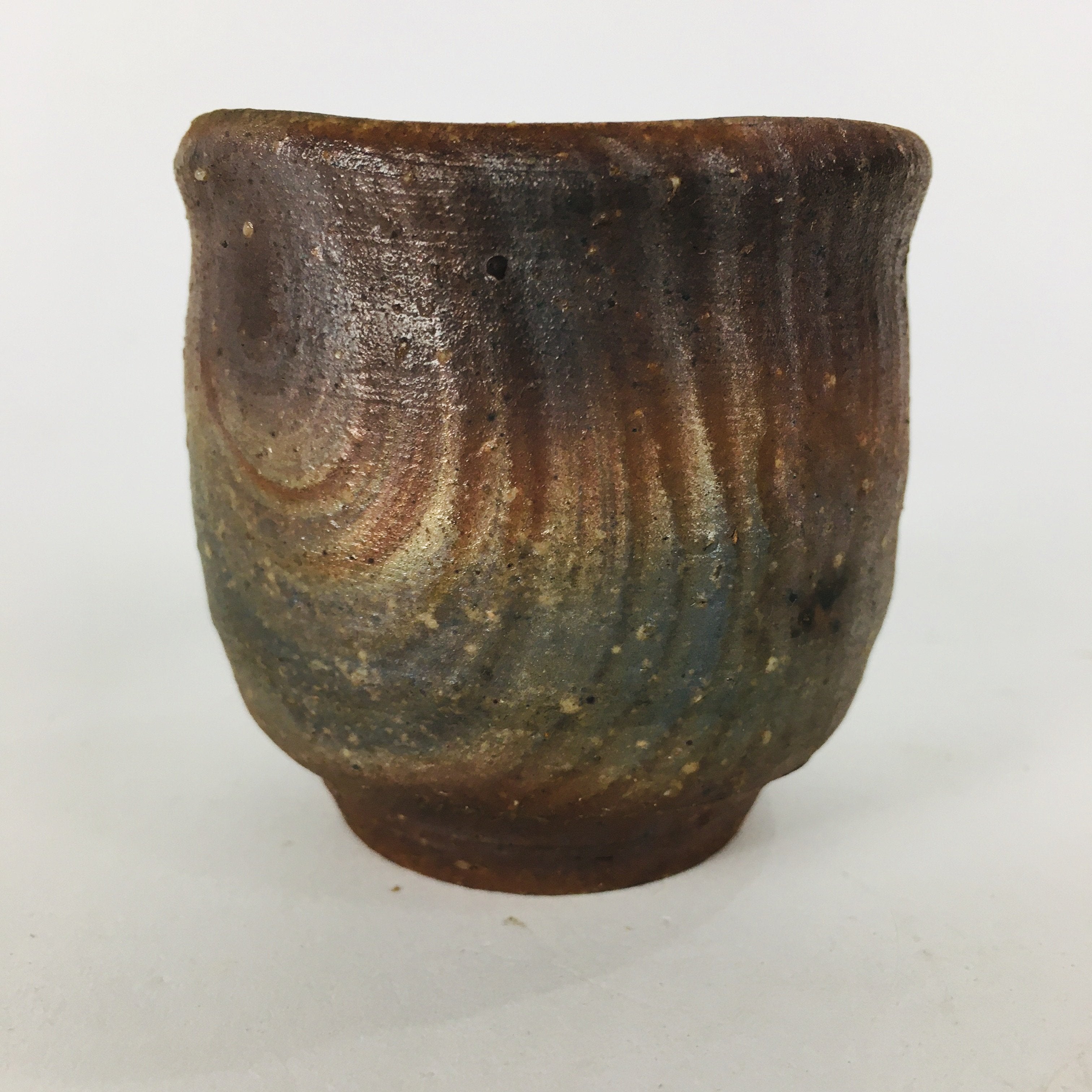 Japanese Ceramic Sake Cup Bizen Ware Vtg Guinomi Ochoko Doyaki Brawn GU901