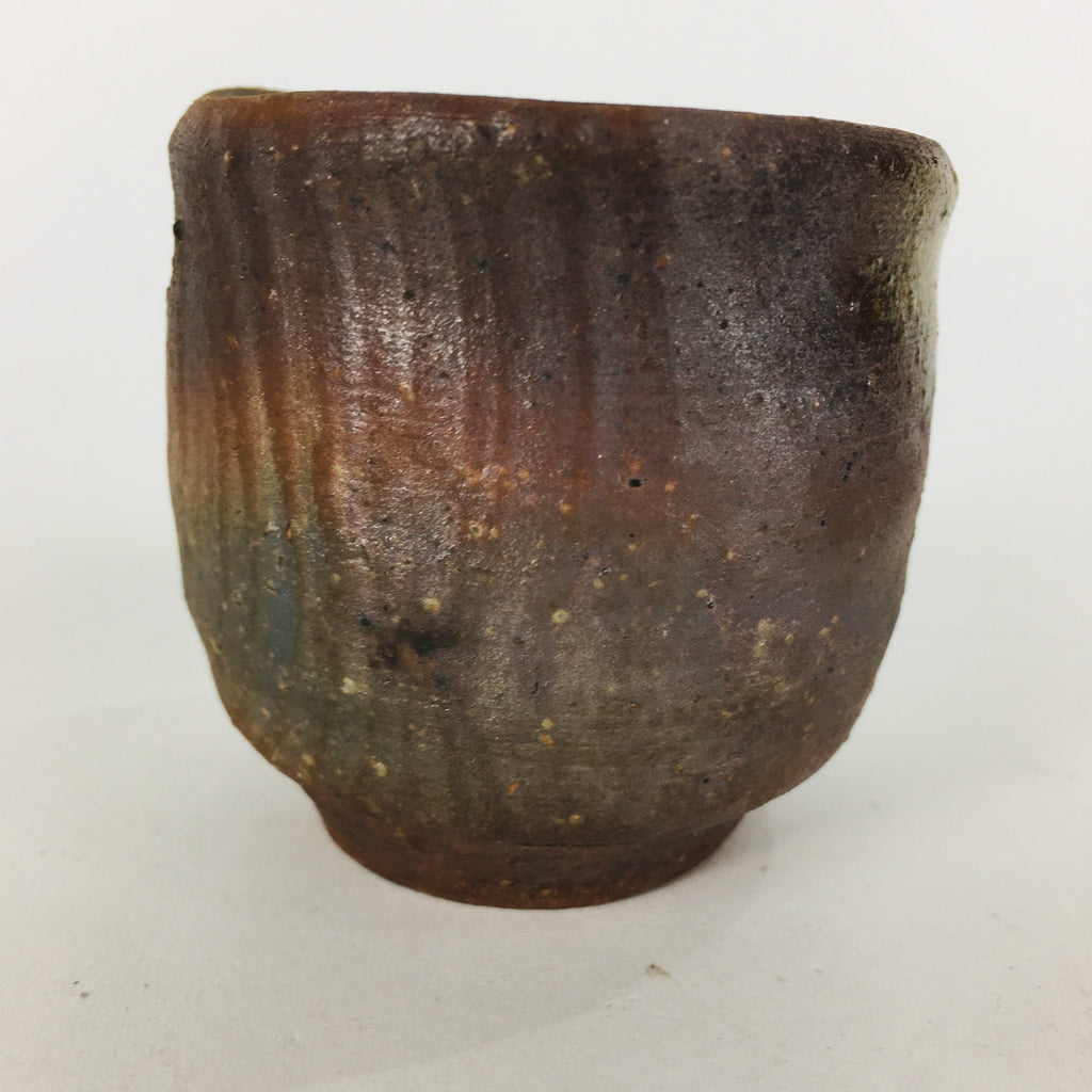 Japanese Ceramic Sake Cup Bizen Ware Vtg Guinomi Ochoko Doyaki Brawn GU901