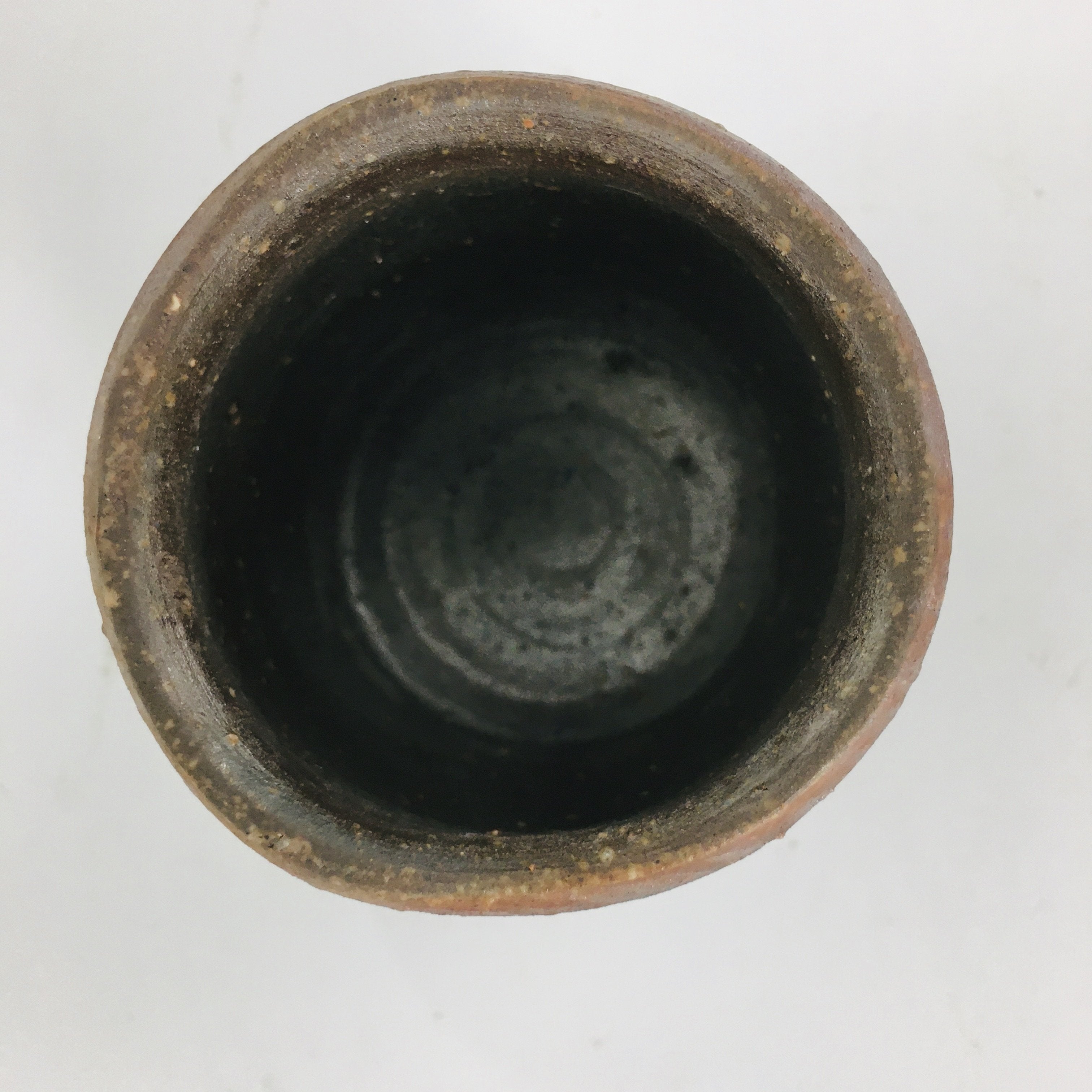 Japanese Ceramic Sake Cup Bizen Ware Vtg Guinomi Ochoko Doyaki Brawn GU901
